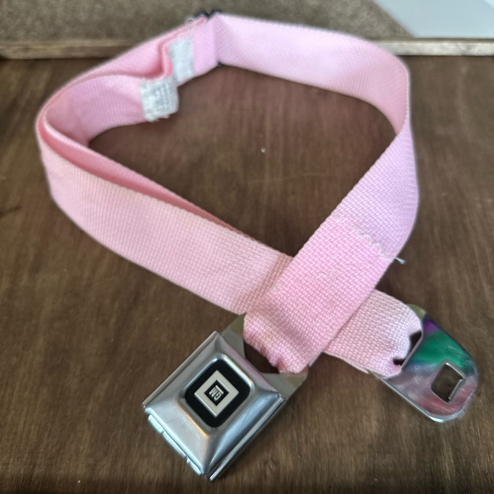 GM Pink Seatbelt Belt with Silver Buckle